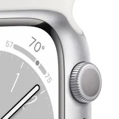 Apple Watch Series 8 pametna ura, 45 mm, ohišje Silver, pašček White (MP6N3BS/A)