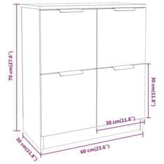 Vidaxl Komoda 2 kosa betonsko siva 60x30x70 cm konstruiran les