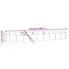Vidaxl Visoka greda iz cinkanega jekla 373x140x36 cm zelena