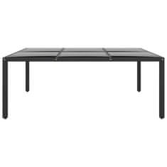 Vidaxl Vrtna miza 200x150x75 cm kaljeno steklo in poli ratan črna