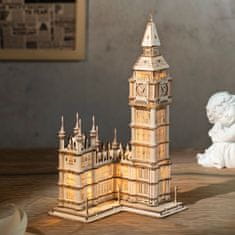 Robotime Lesena 3D sestavljanka Ura Tower Big Ben Shining