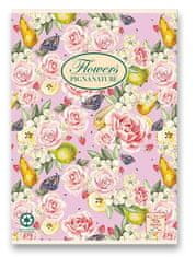 Pigna Šolski zvezek Nature Flowers, A4, kvadraten, 40 listov, mešani motivi