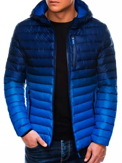 OMBRE Moška prešita zimska jakna Avalanche temno modra