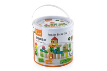 New Classic Toys Leseni gradbeni set 50 kock - živalski vrt