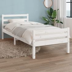 Vidaxl Posteljni okvir bel iz trdnega lesa 90x190 cm 3FT