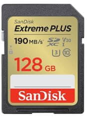 SanDisk Extreme Plus SDXC spominska kartica, 128 GB, UHS-I, C10, U3, V30
