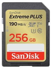 SanDisk Extreme Plus SDXC spominska kartica, 256 GB, UHS-I, C10, U3, V30