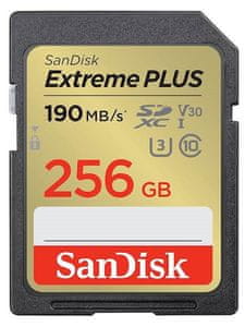 Extreme Plus SDXC spominska kartica, 256 GB, UHS-I, C10, U3, V30