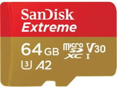 SanDisk Extreme micro SDXC spominska kartica, 64 GB, kamera/dron, + adapter