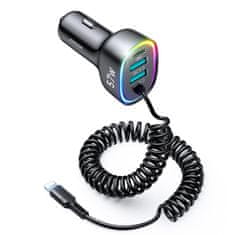 Joyroom JR-CL20 avto polnilec 2x USB / USB-C 57W + Lightning, črna