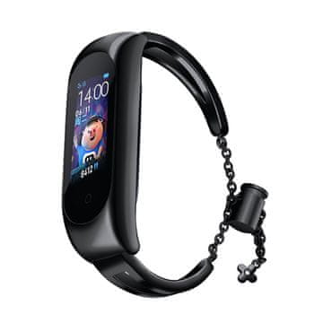 HURTEL Kovinski pašček za Xiaomi Mi Band 3/4/5/6, črn