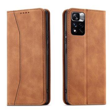 slomart magnet fancy case case za xiaomi redmi note 11 card wallet case card holder brown