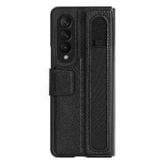 Nillkin aoge leather case fleksibilna oklepna torbica iz pravega usnja z žepom za samsung galaxy z fold 3 črna