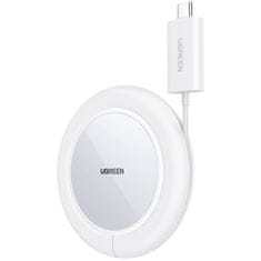 Ugreen 15W brezžični polnilec Qi s silikonskim ohišjem, združljiv z MagSafe, bele barve (CD245-40123)