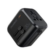 Choetech hitri univerzalni potovalni polnilec GaN USB tipa C / 3 x USB-A 30W Power Delivery črn (PD5008-BK)