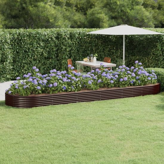 Vidaxl Visoka greda iz prašno premazanega jekla 523x140x36 cm rjava