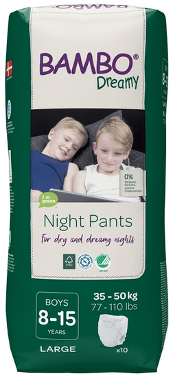 Bambo Nature BAMBO Sanjske nočne hlače za enkratno uporabo Hlače za enkratno uporabo Dečki 8-15 let (35-50 kg) 10 kosov
