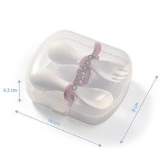 BabyOno Žlica in vilice z etuijem roza 12m+