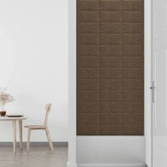 shumee Stenski paneli 12 kosov rjavi 30x15 cm blago 0,54 m²