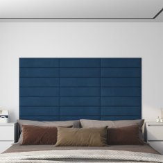 shumee vidaXL Stenski paneli 12 kosov modri 60x15 cm žamet 1,08 m²