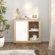 Vidaxl Komoda bela in sonoma hrast 80x40x75 cm