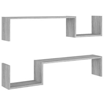 Vidaxl Stenske police 2 kosa sive sonoma 100x15x20 cm konstruiran les