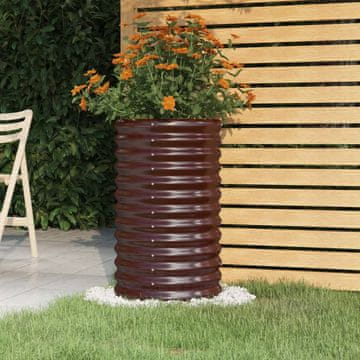 Vidaxl vidaXL Vrtno korito iz prašno barvanega jekla 40x40x68 cm rjave barve
