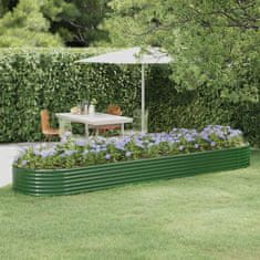 Vidaxl Visoka greda iz cinkanega jekla 396x100x36 cm zelena