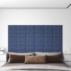 shumee vidaXL Stenski paneli 12 kosov modri 30x15 cm blago 0,54 m²