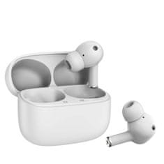 SAVIO Brezžične bluetooth 5.0 vodotesne slušalke z redukcijo hrupa ter polnilno postajo bele