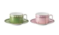 Rosenthal ROSENTHAL SWAROVSKI SIGNUM FERN + ROSE Set čajnih skodelic in krožničkov za 2 osebi