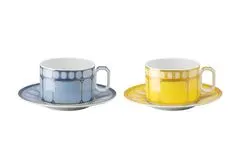 Rosenthal ROSENTHAL SWAROVSKI SIGNUM AZURE + JONQUIL Set čajnih skodelic in krožničkov za 2 osebi