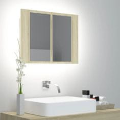 Vidaxl LED kopalniška omarica z ogledalom sonoma hrast 60x12x45 cm