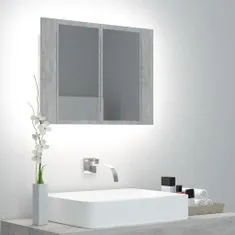 Greatstore LED kopalniška omarica z ogledalom betonsko siva 60x12x45 cm