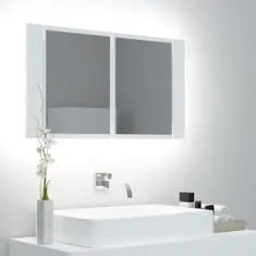 Greatstore LED kopalniška omarica z ogledalom bela 80x12x45 cm