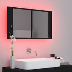 Vidaxl LED kopalniška omarica z ogledalom črna 80x12x45 cm