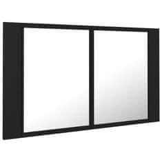 Vidaxl LED kopalniška omarica z ogledalom črna 80x12x45 cm