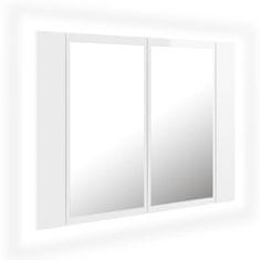 Vidaxl LED kopalniška omarica z ogledalom visok sijaj bela 60x12x45 cm