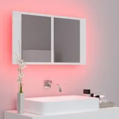 Vidaxl LED kopalniška omarica z ogledalom bela 80x12x45 cm