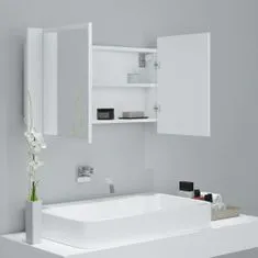 Vidaxl LED kopalniška omarica z ogledalom bela 80x12x45 cm