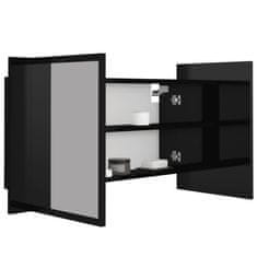 Vidaxl LED kopalniška omarica z ogledalom visok sijaj črna 80x12x45 cm