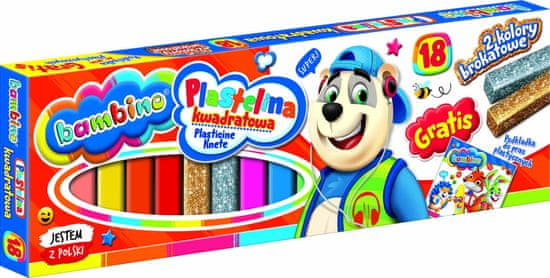 BAMBINO Plastelinasti kvadrat 18 barv