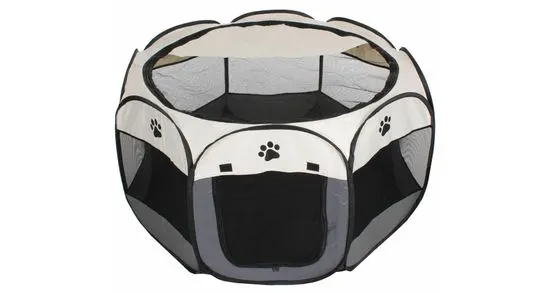 Merco Osmerokotna zložljiva ograja za pse, belo-siva