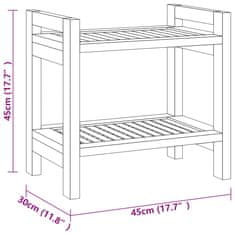 Greatstore Klop za tuširanje 45x30x45 cm trdna tikovina