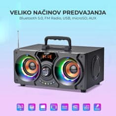 Manta MMS10 karaoke zvočni sistem, prenosni, BT 5.0, 40W, STEREO 2.2, TWS, RGB LED, FM, USB/microSD/AUX, črn