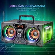 Manta MMS10 karaoke zvočni sistem, prenosni, BT 5.0, 40W, STEREO 2.2, TWS, RGB LED, FM, USB/microSD/AUX, črn