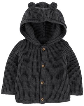Carter's Pulover s kapuco in ušesi Charcoal boy LBB 9m, velikost 74