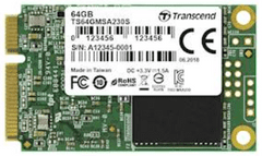 Transcend 230S SSD disk, mSATA, 390/200MB/s, 3D NAND, SATA III (TS64GMSA230S)