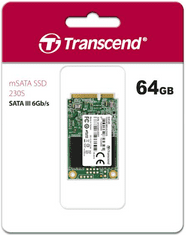 Transcend 230S SSD disk, mSATA, 390/200MB/s, 3D NAND, SATA III (TS64GMSA230S)