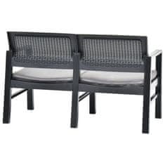 Vidaxl Vrtna klop za 2 osebi z blazinami 120 cm plastika antracitna